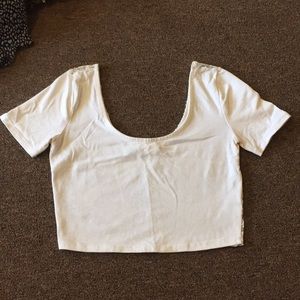 Off white crop top. Lace back